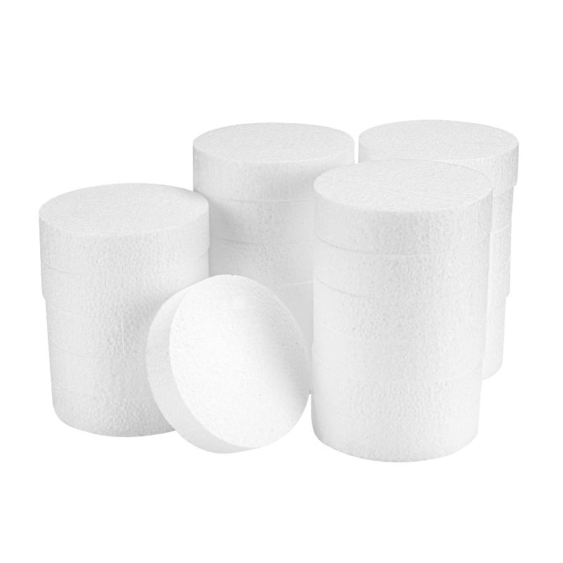 FFchuanhe 4 Inch 24-Pack Foam Circles for Crafts (1"" Thick), Polystyrene Round Foam Disc for DIY Projects, Cakes and Decorations, Sculpture, Modeling, Arts and Crafts Supplies.(White) - Image 1